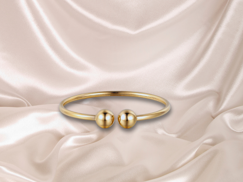 Brazalete de Moda para Mujer Lokaer, Acero Inoxidable con Doble Bola, Diseño Abierto