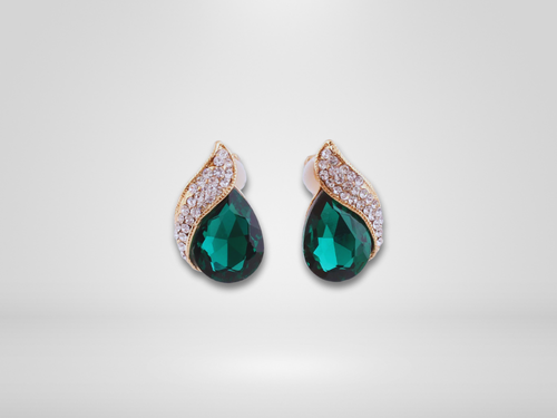 Pendientes de Clip con Cristal en Forma de Gota Lujo sin Perforación para Mujer