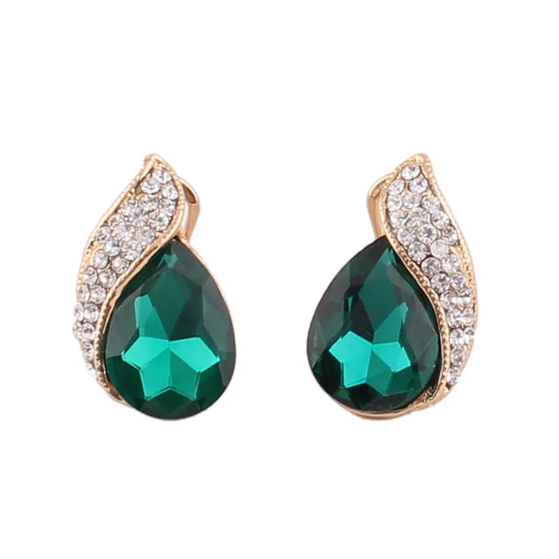 Pendientes de Clip con Cristal en Forma de Gota Lujo sin Perforación para Mujer