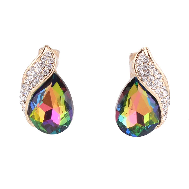 Pendientes de Clip con Cristal en Forma de Gota Lujo sin Perforación para Mujer