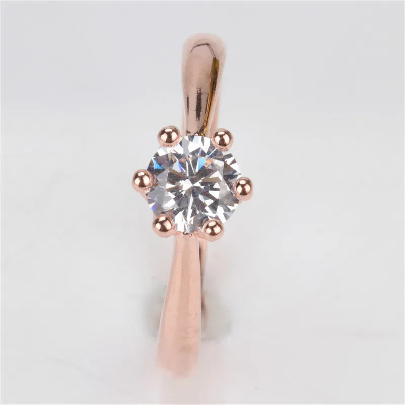 Anillo de Joyería Fina Circonita Redonda Chapada en Plata