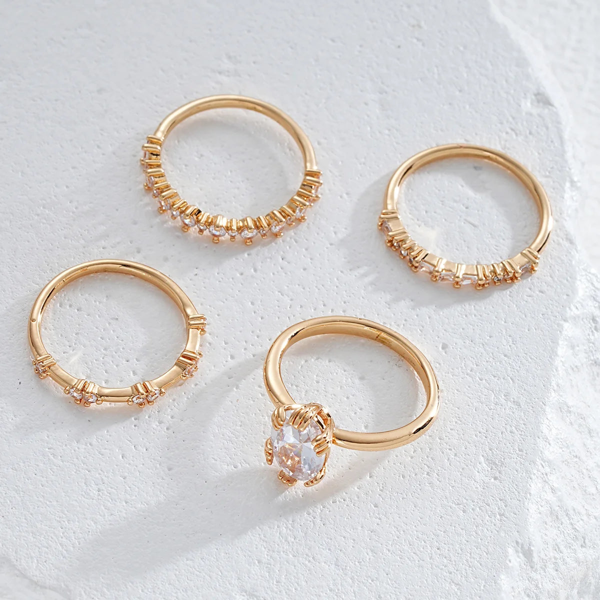 Set de Anillos de Cristal y Circón