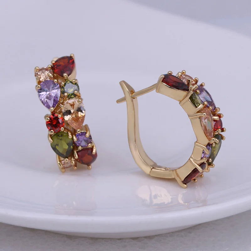 Pendientes Clásicos de Piedra Semipreciosa