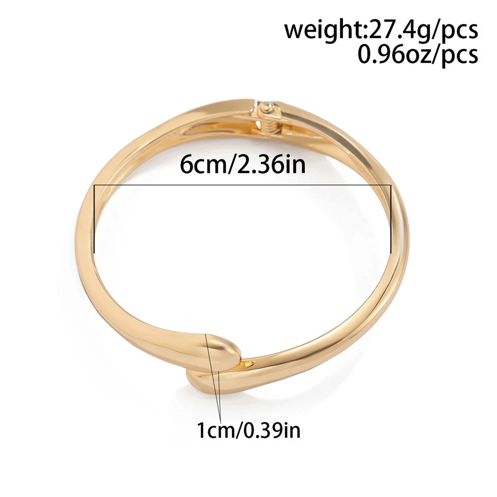 Brazalete Abierto de Metal Estilo Grueso y Moderno, Forma de Gota para Mujer