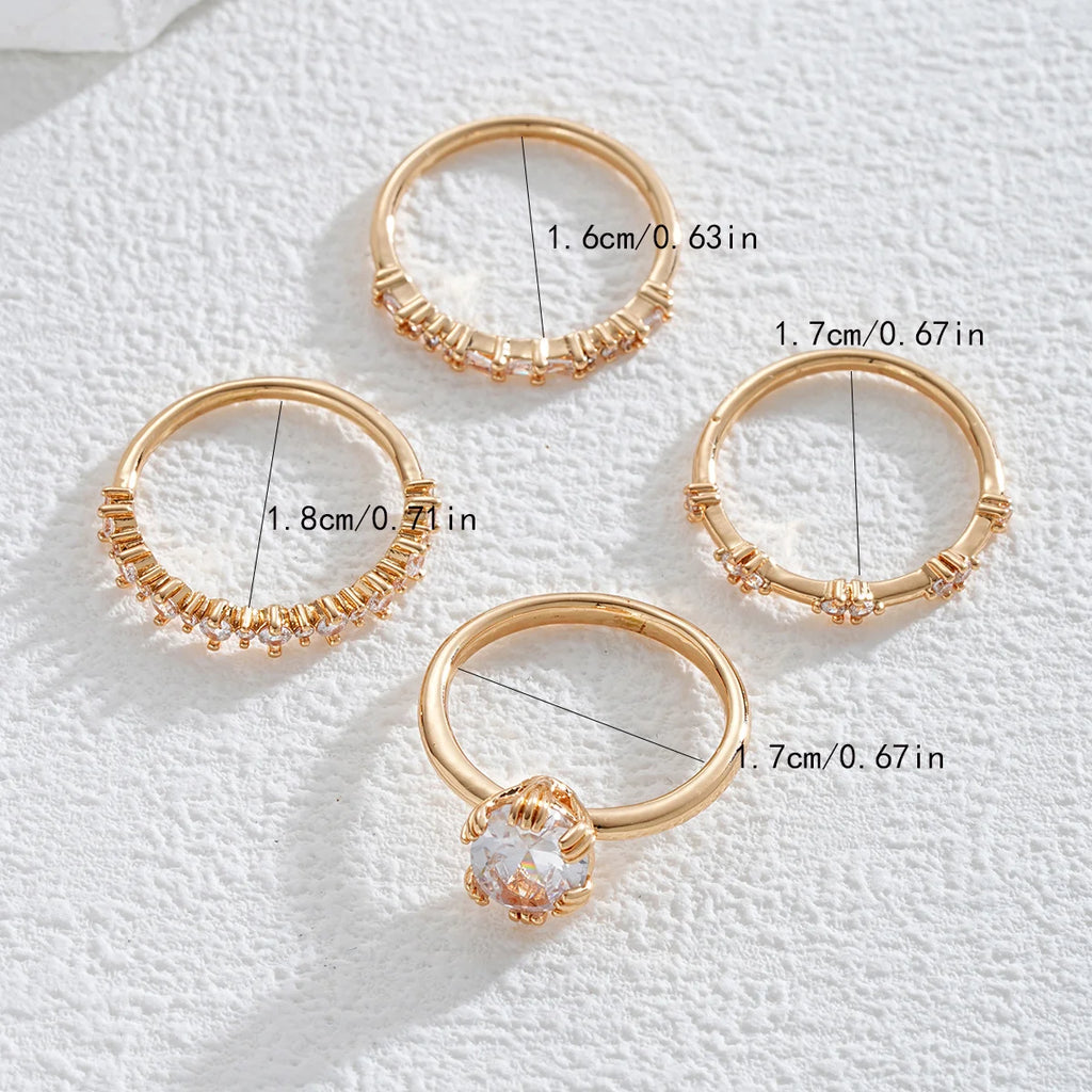 Set de Anillos de Cristal y Circón