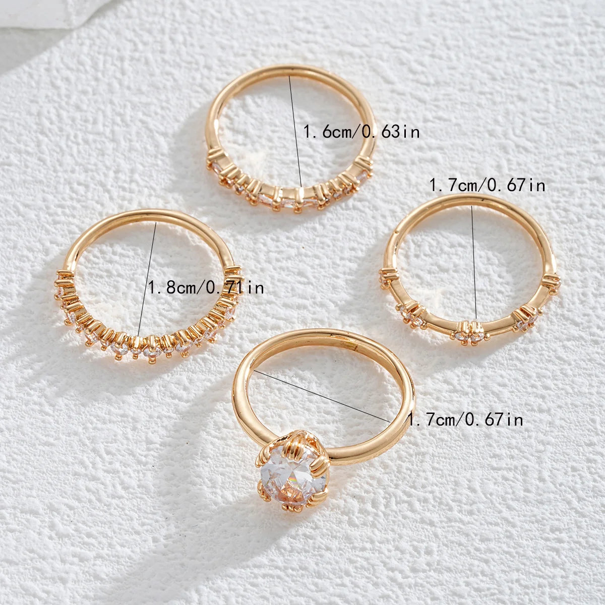 Set de Anillos de Cristal y Circón