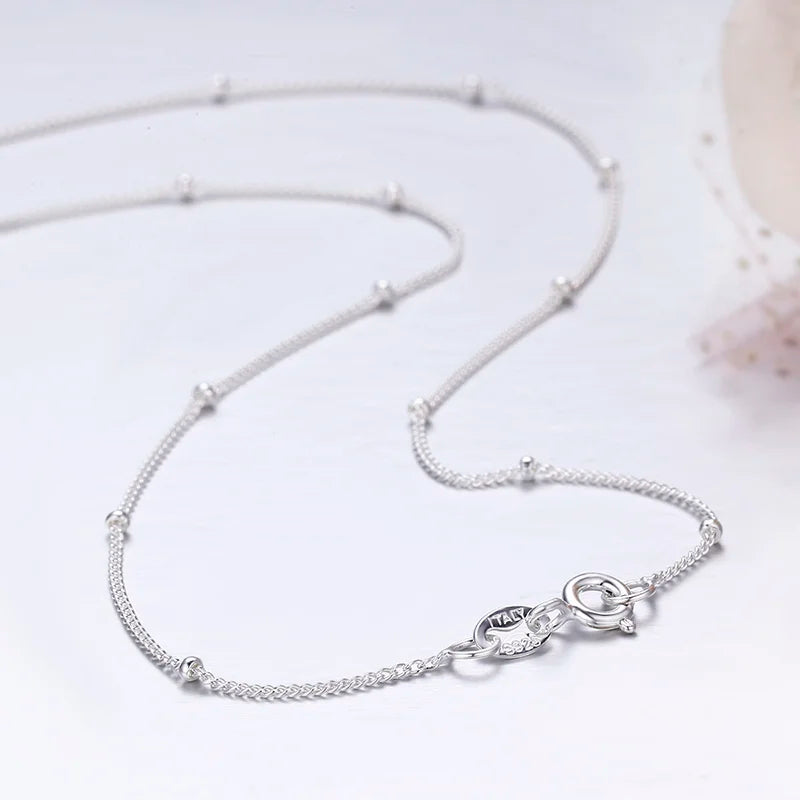 Collar Minimalista para Mujer Cadena Delicada de Plata Esterlina 925 con Bolitas