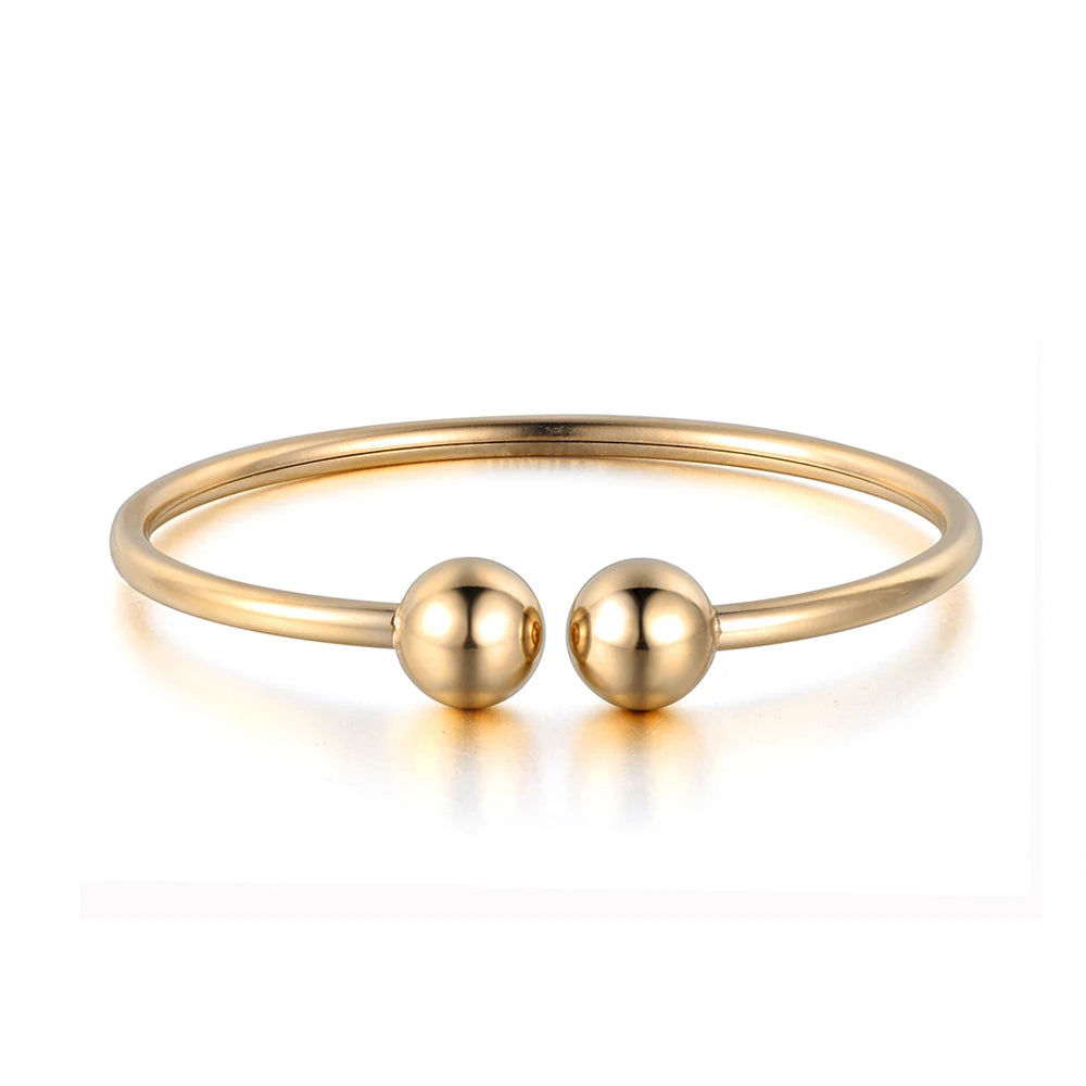 Brazalete de Moda para Mujer Lokaer, Acero Inoxidable con Doble Bola, Diseño Abierto