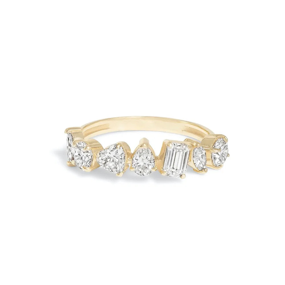 Anillo Apilable Minimalista para Mujer Diseño Geométrico en Oro con Circonita