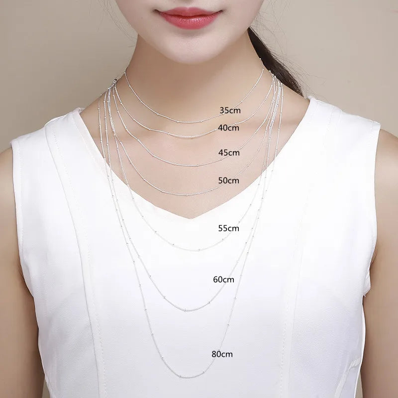 Collar Minimalista para Mujer Cadena Delicada de Plata Esterlina 925 con Bolitas
